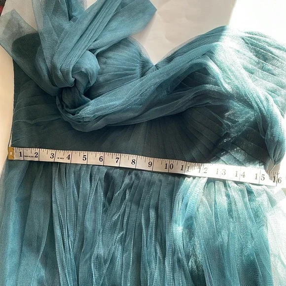 Jenny Yoo Annabelle Convertible Bridesmaid Dress Vintage Teal size 12 “altered” - Picture 7 of 8